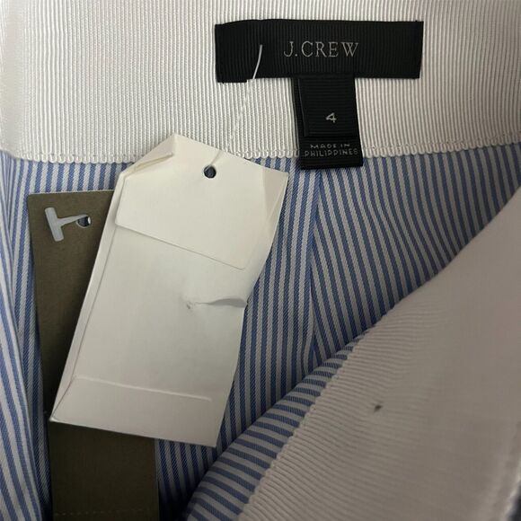 J Crew Women Skirt SZ 4 Blue Chambray Scallop Embroidered A-Line 100% Cotton NWT - Picture 4 of 8